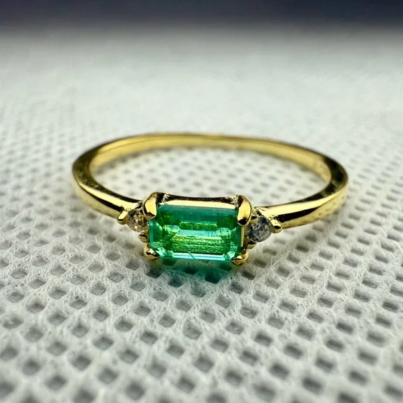 New Gold-Plated Sterling Silver Tourmaline Ring, Size 7 - Picture 4 of 4